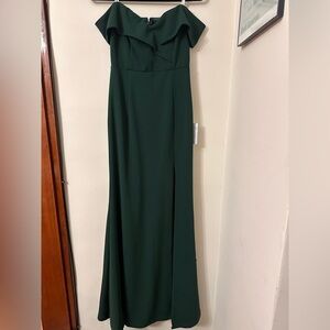 Lulu's Strapless Dark Green Evening Gown